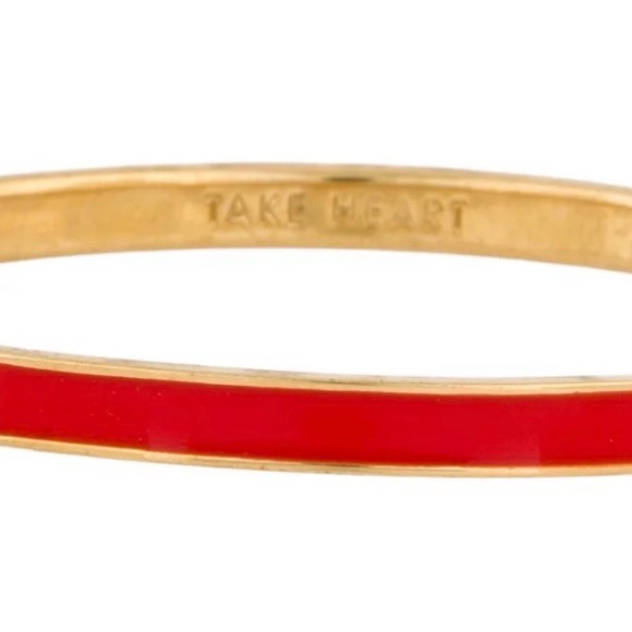 Kate Spade New York Gold Tone & Red Enamel Bangle Bracelet w/Dust Bag 3087 - Picture 6 of 6